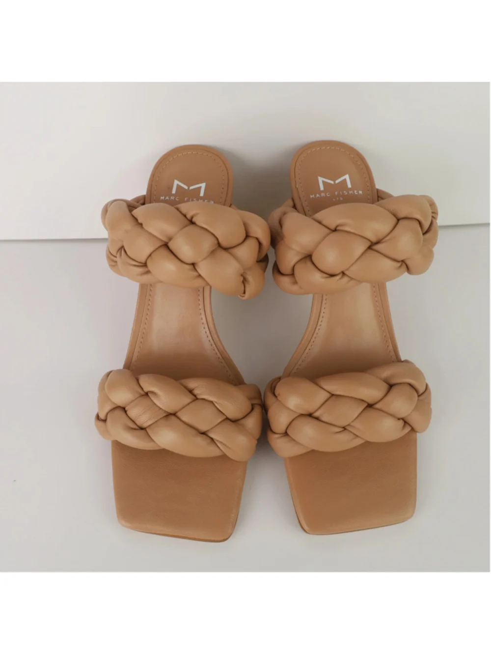 Marc Fisher LTD Hammy Sandals Womens 6.5M Natural Braided Leather Heels 0478